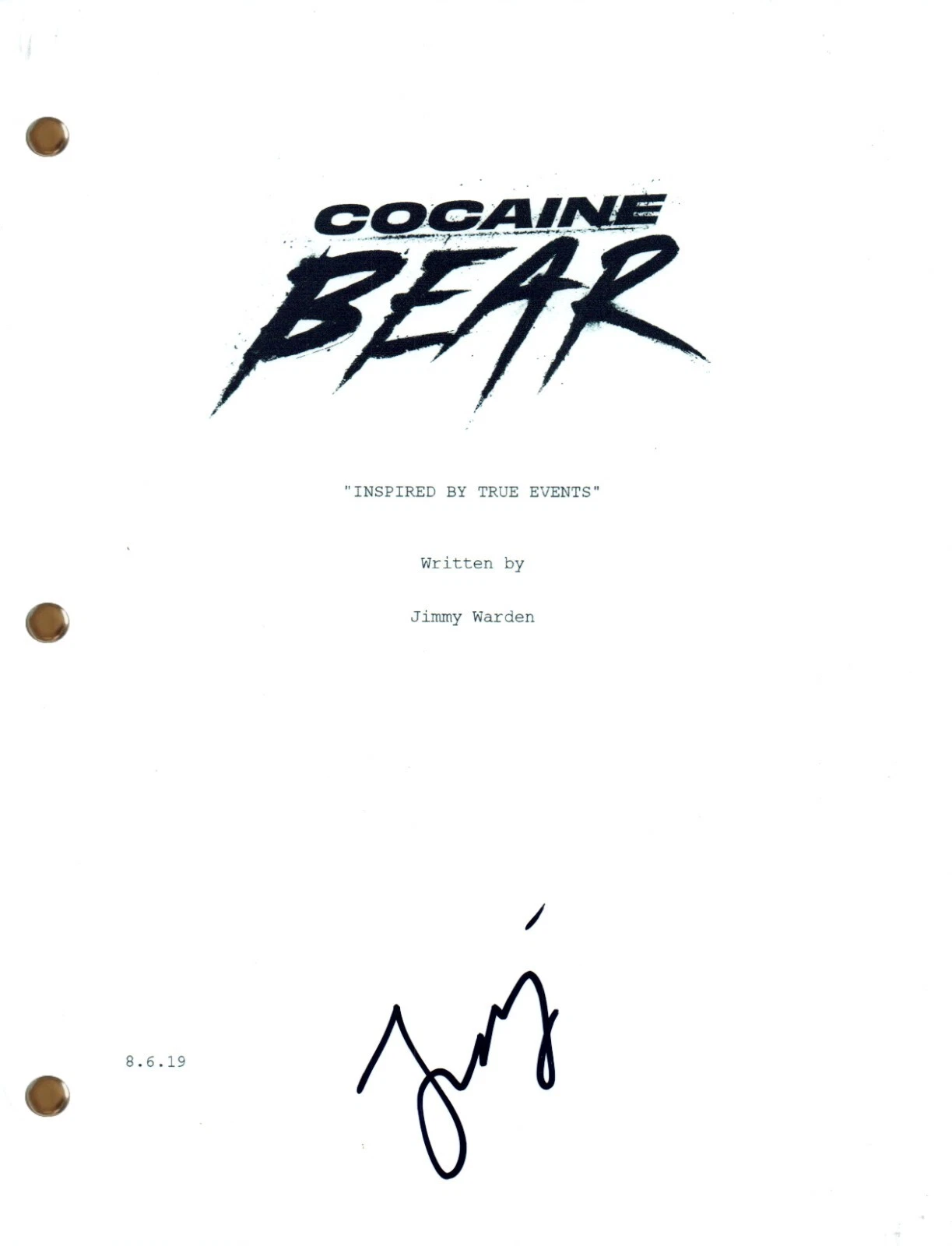 Jesse Tyler Ferguson Signed Autograph COCAINE BEAR Movie Script ...