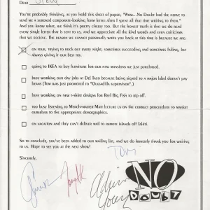 No Doubt band REAL hand SIGNED vintage Mailing List Letter JSA LOA Gwen Stefani