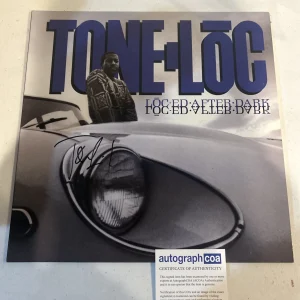 TONE LOC SIGNED AUTOGRAPH VINYL ALBUM ACOA  LOCED AFTER DARK RECORD RAP