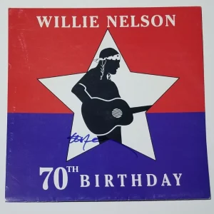 Willie Nelson REAL hand SIGNED The Essential 70th Birthday Album Flat JSA COA