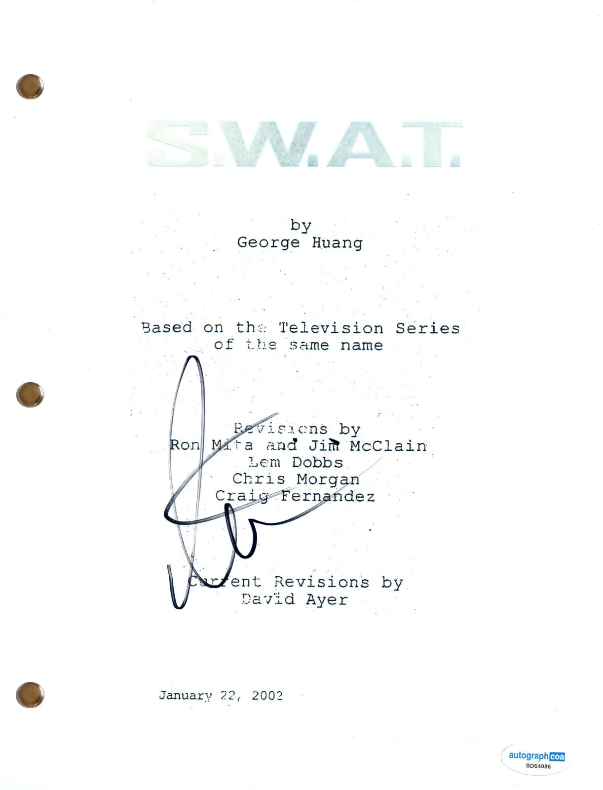 Ken Davitian “S.W.A.T.” Signed Autograph Full Movie Script Screenplay ...