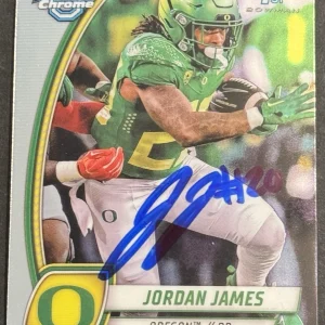 Jordan James Signed Oregon Ducks 2024 Bowman Chrome U Rookie Card BAS Beckett
