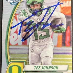 Tez Johnson Signed Oregon Ducks 2024 Bowman Chrome U Rookie Card BAS Beckett