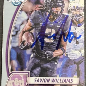 Savion Williams Signed TCU 2024 Bowman Chrome U Rookie Card BAS Beckett