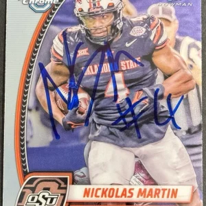 Nickolas Martin Signed Ok State 2024 Bowman Chrome U Rookie Card BAS Beckett