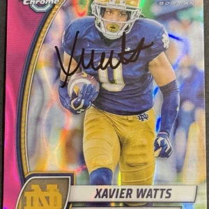 Xavier Watts Signed Notre Dame 2024 Bowman Chrome U Rookie Card BAS Beckett