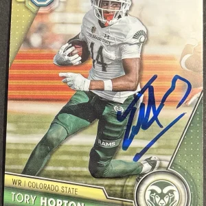 Tory Horton Signed Colorado State 2023 Bowman Chrome U Rookie Card BAS Beckett