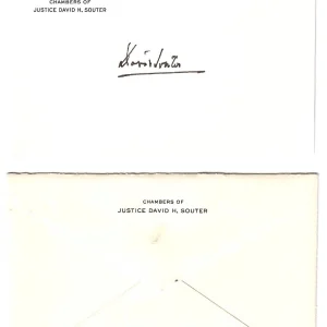 DAVID SOUTER SIGNED SUPREME COURT CHAMBERS CARD+ORIGINAL MAILING ENVELOPE    JSA