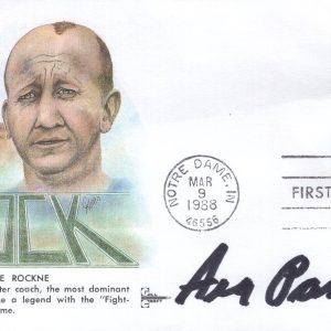 ARA PARSEGHIAN HAND SIGNED KNUTE ROCKNE FIRST DAY COVER+COA         NOTRE DAME