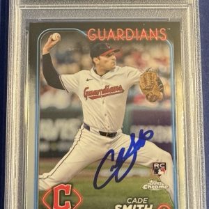 Cade Smith Signed 2024 Topps Chrome Rookie Card Cleveland Guardians PSA/DNA Slab