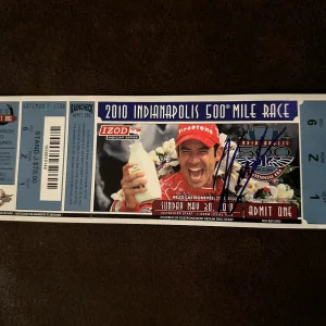'09 Indianapolis 500 Winner Helio Castroneves Signed 2010 Ticket Poster Indy Car