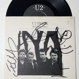 U2 SIGNED Pride (Name Of Love) 7" Vinyl Record EP JSA LOA The Edge & Bono sketch