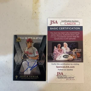 ANDREW PAINTER SIGNED AUTOGRAPH 2021 BOWMAN  INVICTA JSA COA PHILLIES PROSPECT