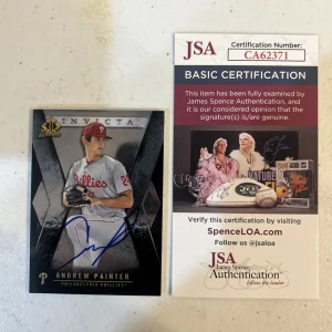ANDREW PAINTER SIGNED AUTOGRAPH 2021 BOWMAN  INVICTA JSA COA PHILLIES PROSPECT