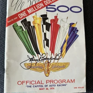 1974 Indy 500 Program Signed By Winner Johnny Rutherford Autographed