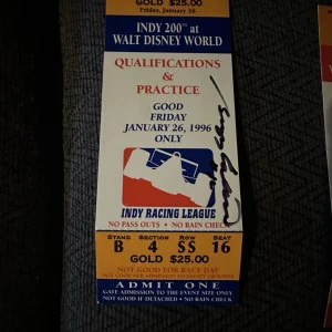 1996 Winner Buzz Caulking Signed Ticket Stub Indy Car Racing IRL Walt Disney 200