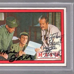 JAMIE FARR+FARRELL SIGNED 1982 DONRUSS MASH TRADING CARD   TO JOHN   PSA SLABBED