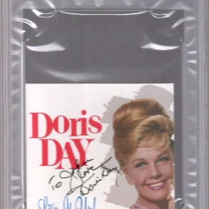DORIS DAY HAND SIGNED LIVE IT UP CD COVER SIGNED TO JOHN PSA SLABBED