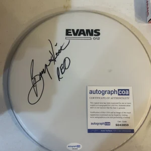 BRYAN HITT SIGNED AUTOGRAPH DRUMHEAD ACOA REO SPEEDWAGON DRUMMER