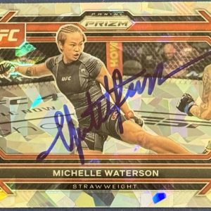 Michelle Waterson Signed 2023 Prizm Cracked Ice UFC Card BAS Beckett COA
