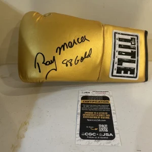 RAY MERCER SIGNED AUTOGRAPH BOXING GLOVE JSA COA OLYMPIC BOXER CHAMP 88 GOLD