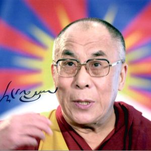 DALAI LAMA HAND SIGNED 8x10 COLOR PHOTO     INCREDIBLE+RARE POSE      JSA LETTER