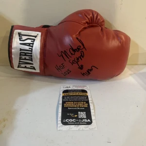 MICHAEL SECOND TO NUNN SIGNED AUTOGRAPH BOXING GLOVE JSA COA EVERLAST CHAMP HOF