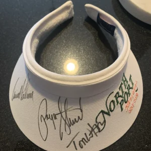 PAYNE STEWART+ARNOLD PALMER+TOM WATSON HAND SIGNED GOLF VISOR JSA