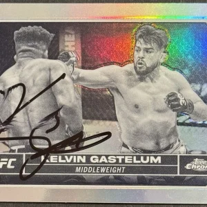 Kelvin Gastelum Signed 2024 Topps Chrome Refractor UFC Base Card BAS Beckett
