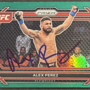 Alex Perez Signed 2023 Panini Prizm Green UFC Base Card BAS Beckett On Card