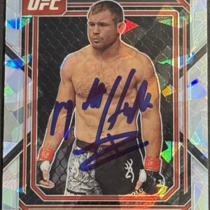 Matt Hughes Signed 2023 Panini Prizm Cracked Ice UFC Card BAS Beckett On Card