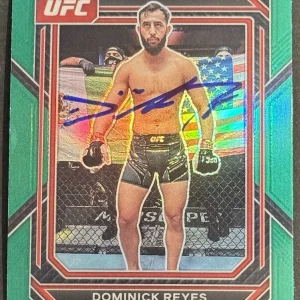 Dominick Reyes Signed 2023 Panini Prizm Green UFC Card BAS Beckett On Card