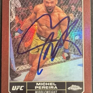 Michel Pereira Signed 2024 Topps Chrome UFC Card BAS Beckett On Card