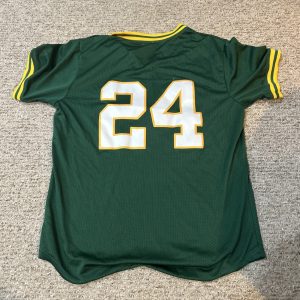 RICKEY HENDERSON SIZE LARGE L THROWBACK JERSEY OAKLAND ATHLETICS #24