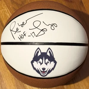 Rebecca Lobo Signed Autographed UConn Huskies Logo Basketball JSA COA
