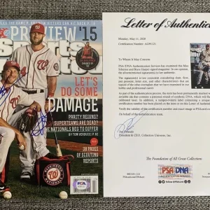 Bryce Harper + Max Scherzer Signed Full Sports Illustrated Magazine Psa/Dna LOA