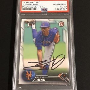 Justin Dunn Signed 2016 1st Bowman Draft Card Mariners Rookie Card RC + PSA/DNA