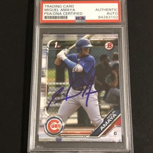 Miguel Amaya Signed Autographed 2019 Bowman Rookie Card Cubs Psa/Dna