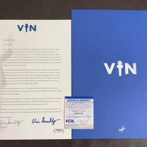 Vin Scully Signed Retirement Letter Psa/Dna Coa Los Angeles Dodgers 67 Years