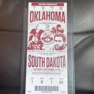 Spencer Rattler NCAA Debut Ticket Stub Oklahoma Sooners~4-4/50 YDs/TD