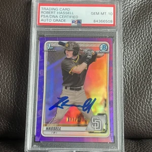 Robert Hassell Signed 2020 1st Bowman Purple Refractor /250 Psa GEM MT 10 AUTO
