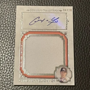 Christian Yelich Signed 2014 Topps Museum Collection Patch Auto #04/10 RARE