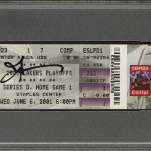 Allen Iverson Signed STEPOVER GAME Ticket Stub 2001 Finals Game 1 Debut Psa/Dna