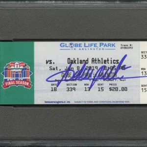 Adrian Beltre Signed #29 Jersey Retirement Full Ticket Stub Psa/Dna GEM MT 10