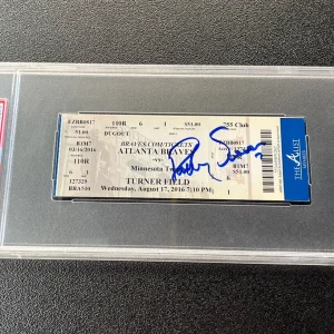 Dansby Swanson Signed MLB DEBUT Full Ticket Stub Psa/Dna GEM MT 10 AUTO 8/17/17