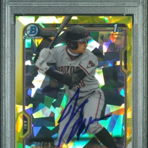 Jordan Lawlar Signed 2021 Bowman Draft Sapphire Yellow /99 Psa MINT 9/GEM MT 10