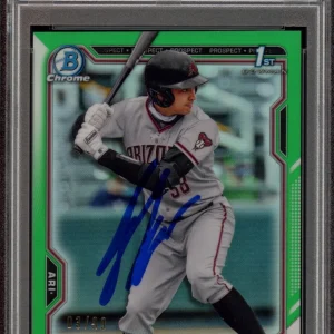 Jordan Lawlar Signed 2021 Bowman Draft Chrome Green Refractor /99 Psa GM 10 AUTO