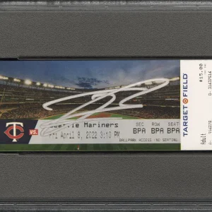 Julio Rodriguez Signed MLB DEBUT Full Ticket Stub Psa NM-MT 8/GEM 10 AUTO 4/8/22
