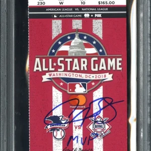 Alex Bregman Signed 2018 All Star Game Full Ticket Stub “MVP” Psa/Dna Slab Dual