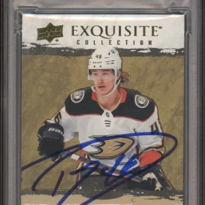 2021 UD Black Diamond Trevor Zegras Exquisite Rookie Gold Auto /99 Psa 8/MINT 9